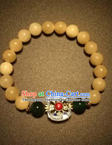 Chinese Traditional Beeswax Beads Bracelet Handmade Hanfu Bangles for Women