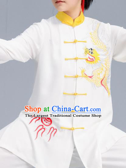 Asian Chinese Martial Arts Wushu Embroidered Dragon Costume Traditional Tai Ji Kung Fu Training Uniform for Women