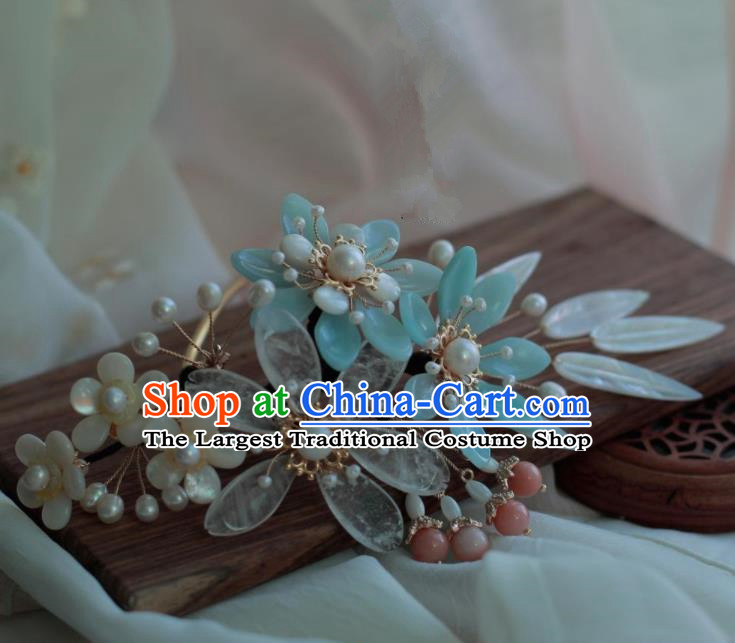 Traditional Chinese Hanfu Blue Plum Blossom Hair Comb Hair Accessories Ancient Princess Hairpins for Women