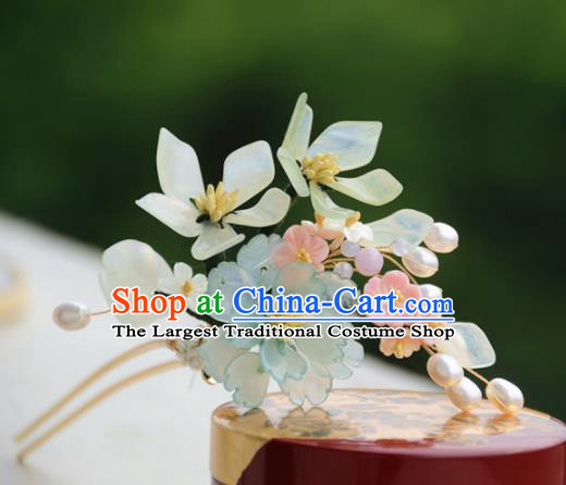 Traditional Chinese Hanfu Pearls Peony Hair Clip Hair Accessories Ancient Princess Hairpins for Women
