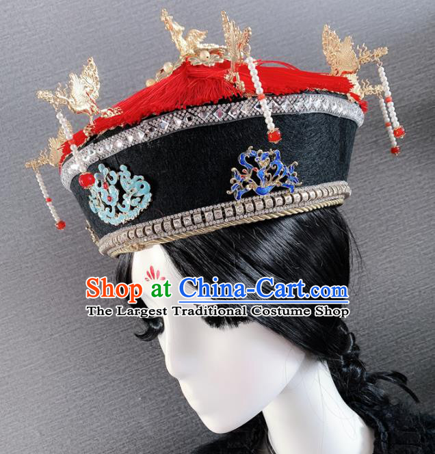 Traditional Chinese Ancient Palace Queen Headwear Qing Dynasty Manchu Hair Accessories for Women