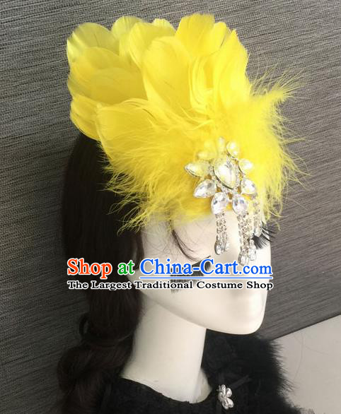 Top Grade Halloween Yellow Feather Hair Stick Headwear Brazilian Carnival Hair Accessories for Women