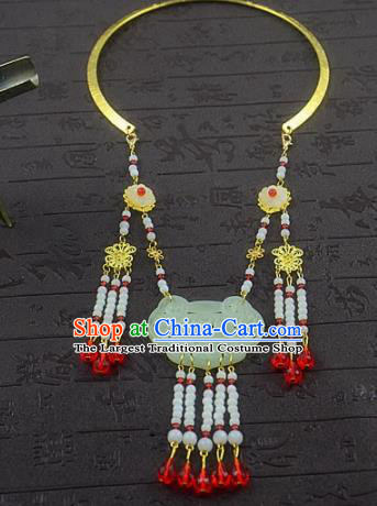 Handmade Chinese Hanfu Jade Necklace Traditional Ancient Princess Necklet Accessories for Women