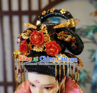 Chinese Ancient Tang Dynasty Queen Headwear Phoenix Coronet Traditional Palace Hair Accessories for Women