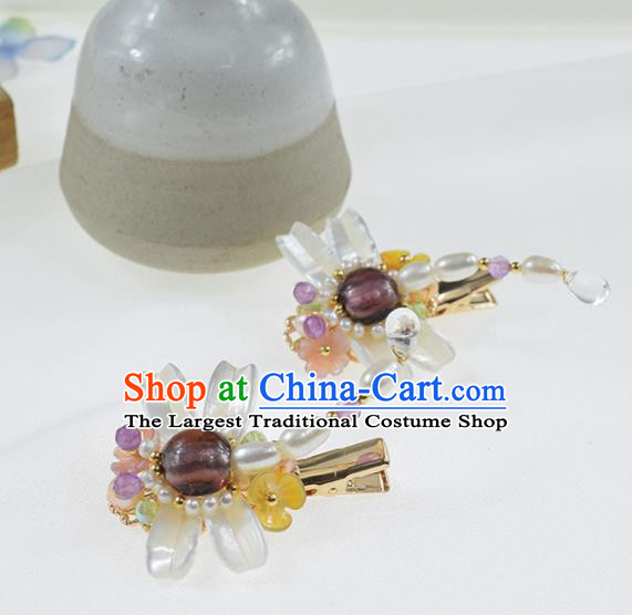 Chinese Ancient Princess Pearls Dragonfly Hair Claws Hairpins Traditional Hanfu Hair Accessories for Women