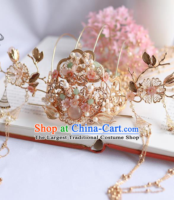Chinese Ancient Princess Tassel Phoenix Coronet Hairpins Traditional Hanfu Hair Accessories for Women