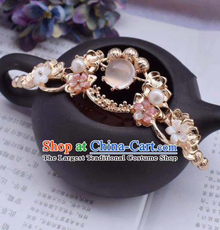 Chinese Ancient Princess Palace Opal Hair Crown Hairpins Traditional Handmade Hanfu Hair Accessories for Women