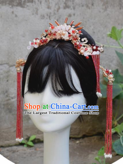 Chinese Ancient Empress Red Stone Hair Crown Hairpins Hair
