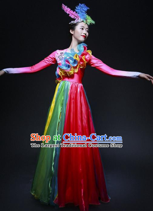 Chinese Spring Festival Gala Classical Dance Costume Traditional Modern Dance Rosy Dress for Women