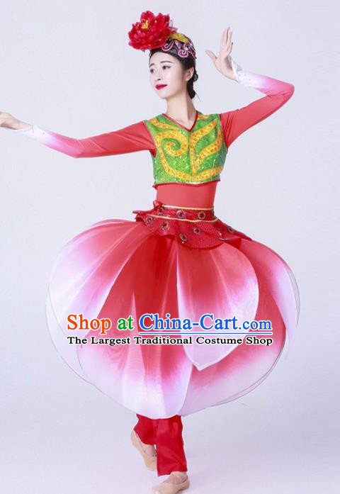 Chinese Folk Dance Yangko Stage Performance Red Costume Traditional Lantern Dance Clothing for Women