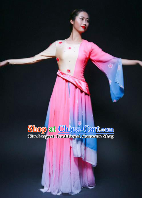 Chinese Classical Dance Lotus Dance Pink Dress Traditional Umbrella Dance Stage Performance Costume for Women