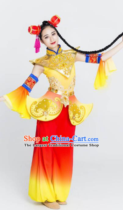 Chinese Traditional Yangko Stage Performance Costume Folk Dance Drum Dance Clothing for Women