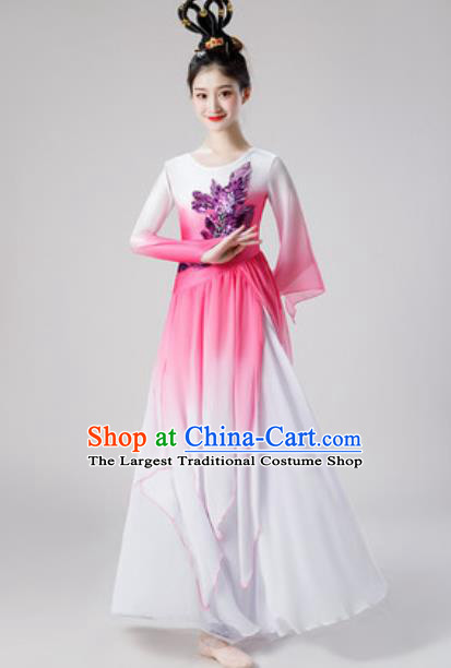 Chinese Traditional Classical Dance Pink Dress Umbrella Dance Lotus Dance Stage Performance Costume for Women