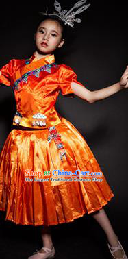 Chinese Yao Nationality Stage Performance Costume Traditional Ethnic Minority Red Clothing for Kids