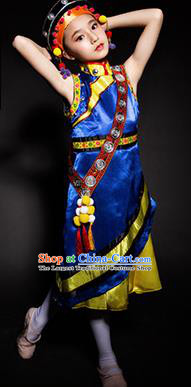 Chinese Li Li Nationality Ethnic Stage Performance Costume Traditional Minority Folk Dance Clothing for Kids