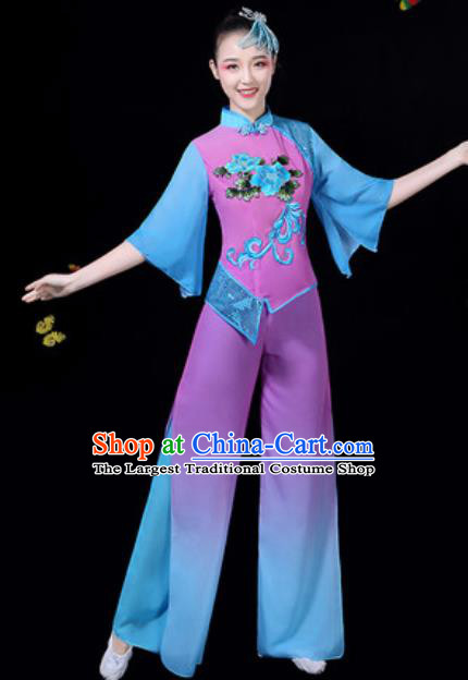 Traditional Chinese Group Dance Yangko Clothing Folk Dance Fan Dance Stage Performance Costume for Women