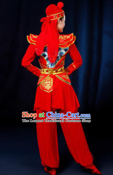 Traditional Chinese Yangko Group Dance Red Clothing Folk Dance Drum Dance Stage Performance Costume for Women