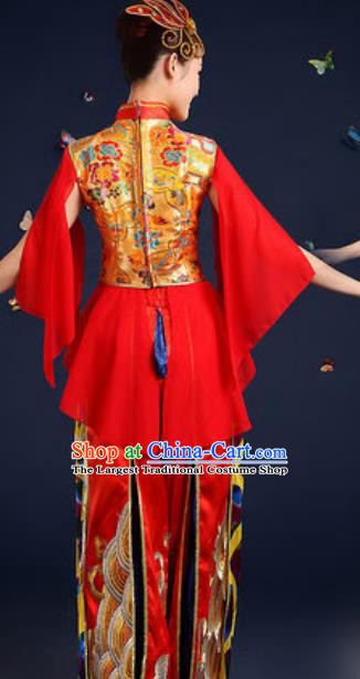 Traditional Chinese Drum Dance Red Clothing Folk Dance Yangko Stage Performance Costume for Women