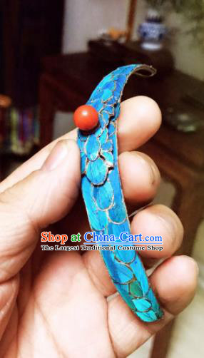 Traditional Chinese Qing Dynasty Cloisonne Hairpins Handmade Ancient Manchu Lady Hair Accessories for Women