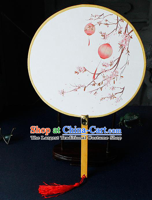 Chinese Traditional Handmade Palace Fans Ancient Princess Printing Lantern Round Fans for Women