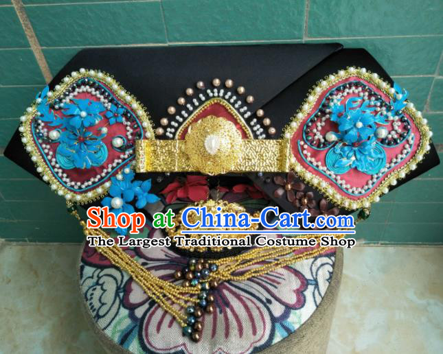 Traditional Chinese Handmade Qing Dynasty Manchu Empress Headwear Hairpins Ancient Queen Hair Accessories for Women