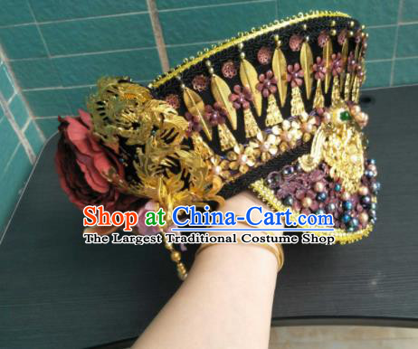 Traditional Chinese Handmade Qing Dynasty Queen Hat Hairpins Ancient Imperial Consort Hair Accessories for Women