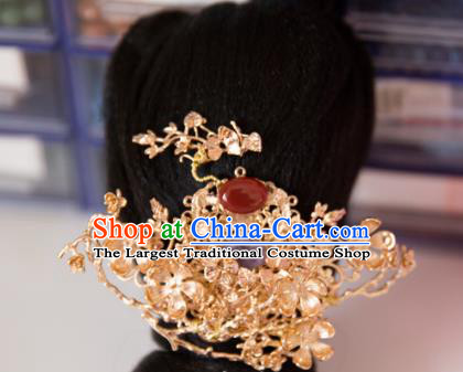 Chinese Handmade Hanfu Agate Hair Crown Hairpins Traditional Ancient Princess Hair Accessories for Women