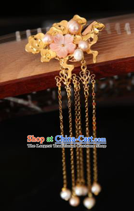 Chinese Handmade Hanfu Hairpins Pearls Tassel Cloud Hair Claw Traditional Ancient Princess Hair Accessories for Women