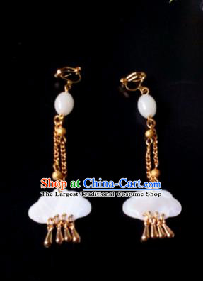 Handmade Chinese Classical Shell Ear Accessories Ancient Princess Hanfu Earrings for Women