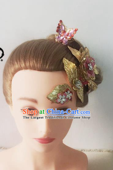 Handmade Chinese Golden Leaf Hair Stick Traditional Hanfu Hairpins Ancient Tang Dynasty Princess Hair Accessories for Women