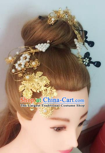 Handmade Chinese Traditional Hanfu Hairpins Ancient Tang Dynasty Queen Hair Accessories for Women