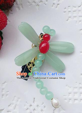 Chinese Handmade Hanfu Tang Dynasty Hairpins Green Dragonfly Hair Claw Traditional Ancient Imperial Consort Hair Accessories for Women
