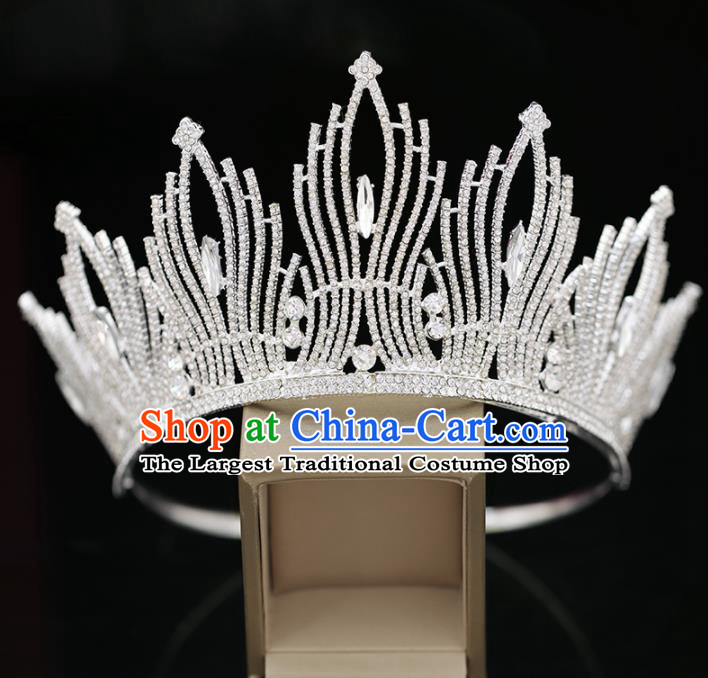 Top Grade Handmade Bride Crystal Royal Crown Baroque Princess Wedding Hair Accessories for Women