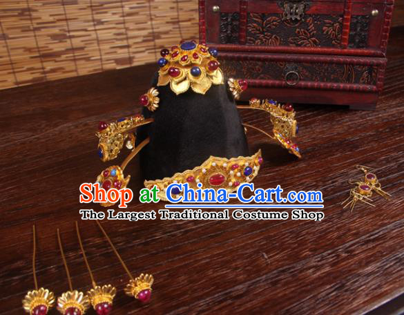 Handmade Chinese Ming Dynasty Wedding Hair Crown Hairpins Ancient Queen Traditional Hanfu Hair Accessories for Women