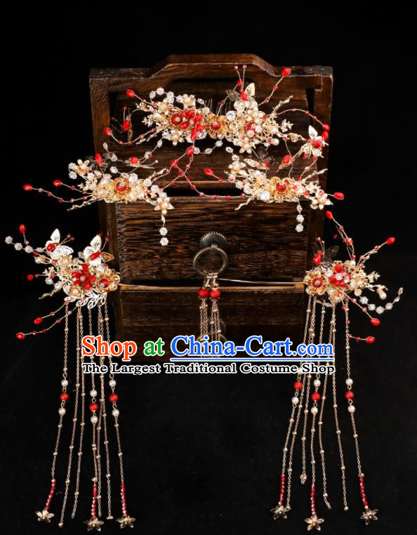 Handmade Chinese Wedding Tassel Hairpins Hair Combs Ancient Traditional Hanfu Hair Accessories for Women