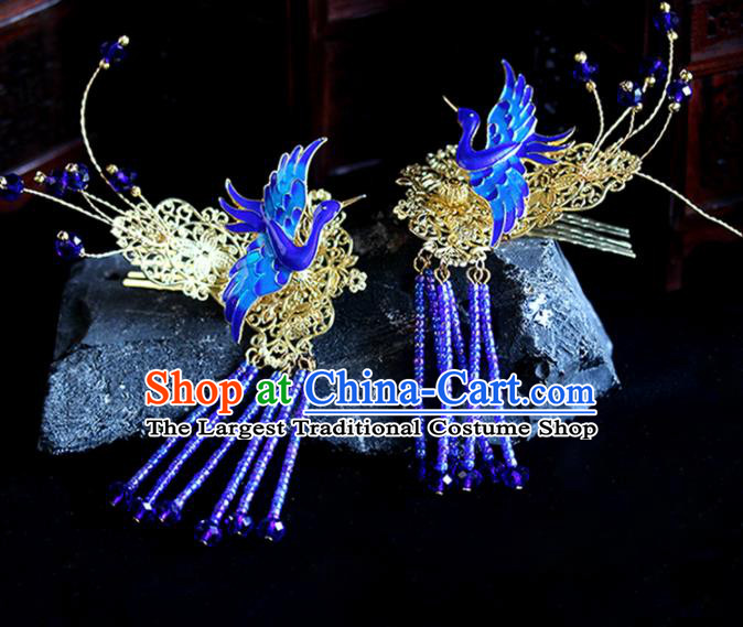 Chinese Handmade Palace Queen Cloisonne Hair Combs Hairpins Ancient Hair Accessories Headwear for Women
