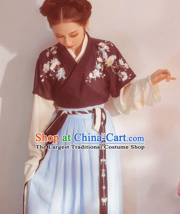 Chinese Traditional Tang Dynasty Court Lady Historical Costume Ancient Peri Embroidered Hanfu Dress for Women