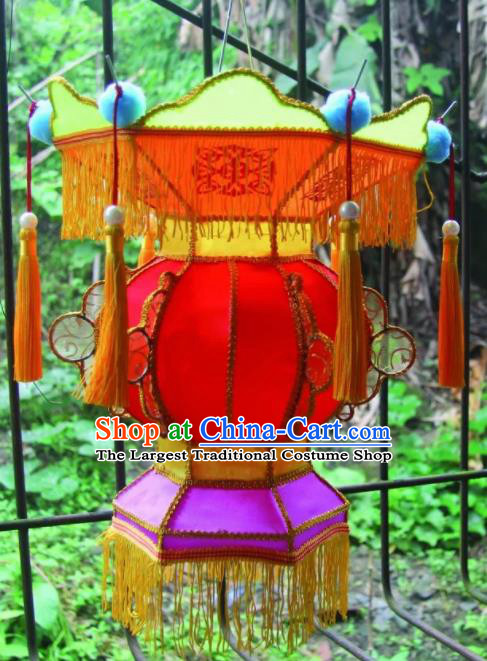 Chinese Handmade Yellow Tassel Palace Lanterns Traditional New Year Lantern Ancient Ceiling Lamp
