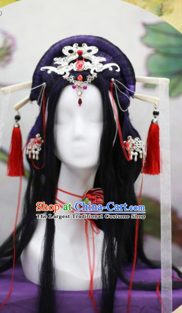 Chinese Traditional Cosplay Peri Wig Ancient Queen Wig Sheath for Women