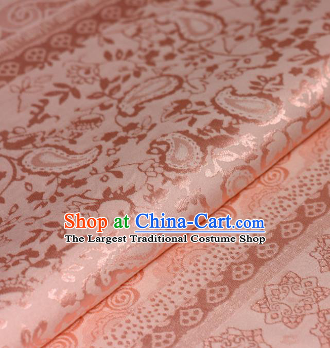 Chinese Traditional Hanfu Royal Linfa Pattern Pink Brocade Material Cheongsam Classical Fabric Satin Silk Fabric