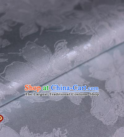 Chinese Traditional Peony Flowers Pattern White Brocade Cheongsam Classical Fabric Satin Material Silk Fabric