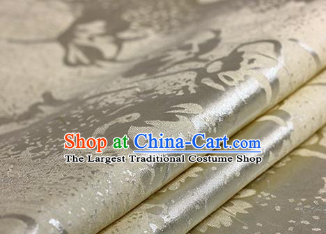 Chinese Traditional Hanfu Beige Brocade Material Cheongsam Classical Fabric Satin Silk Fabric