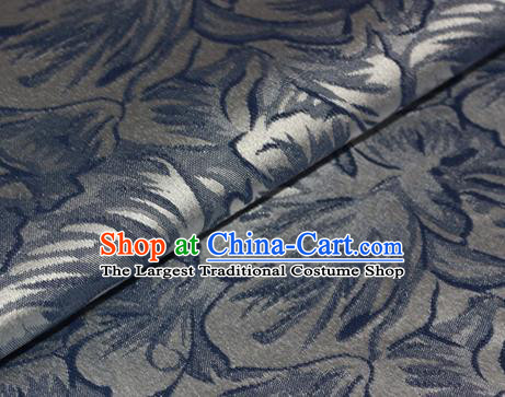 Chinese Traditional Flowers Pattern Blue Brocade Material Cheongsam Classical Fabric Satin Silk Fabric