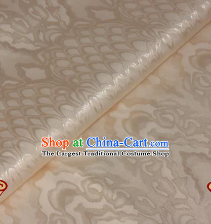 Chinese Traditional Royal Scale Pattern Beige Brocade Material Cheongsam Classical Fabric Satin Silk Fabric