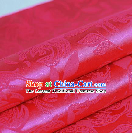 Chinese Traditional Flowers Pattern Rosy Brocade Material Hanfu Cheongsam Classical Fabric Satin Silk Fabric