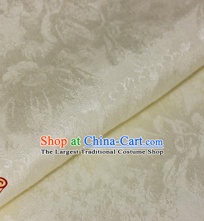 Chinese Traditional Cheongsam Fabric Beige Brocade Material Hanfu Classical Satin Silk Fabric