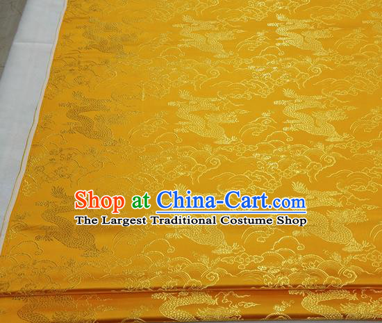 Asian Chinese Traditional Tang Suit Royal Cloud Dragon Pattern Golden Brocade Satin Fabric Material Classical Silk Fabric