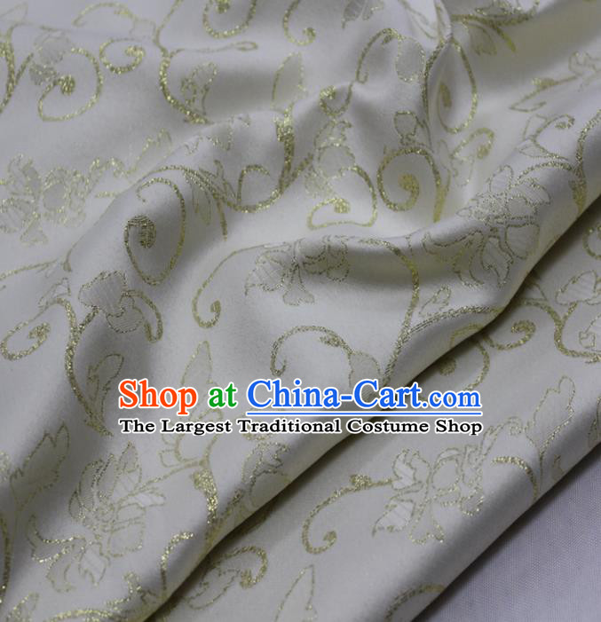 Chinese Traditional Fabric Royal Pattern White Brocade Material Hanfu Classical Satin Silk Fabric