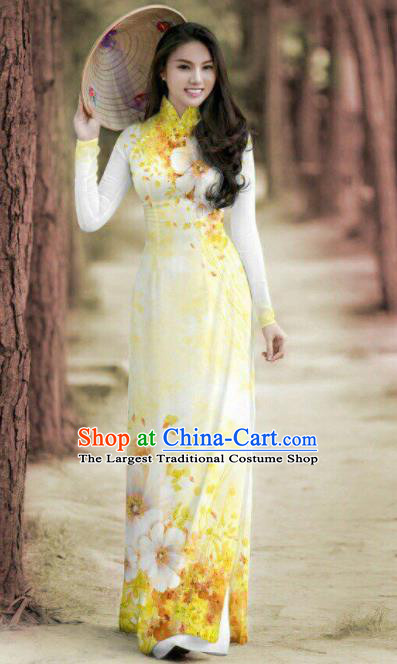 Traditional Vietnamese Phoenix Pattern Black Ao Dai Qipao Dress and Pants  Asian Vietnam Cheongsam Classical Court Costumes