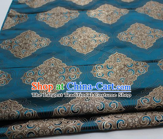 Chinese Traditional Tang Suit Peacock Blue Brocade Royal Pattern Satin Fabric Material Classical Silk Fabric